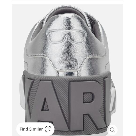 NIB Karl Lagerfeld Women's Melora Lace-Up Sneaker Silver 8.5M - Picture 2 of 7